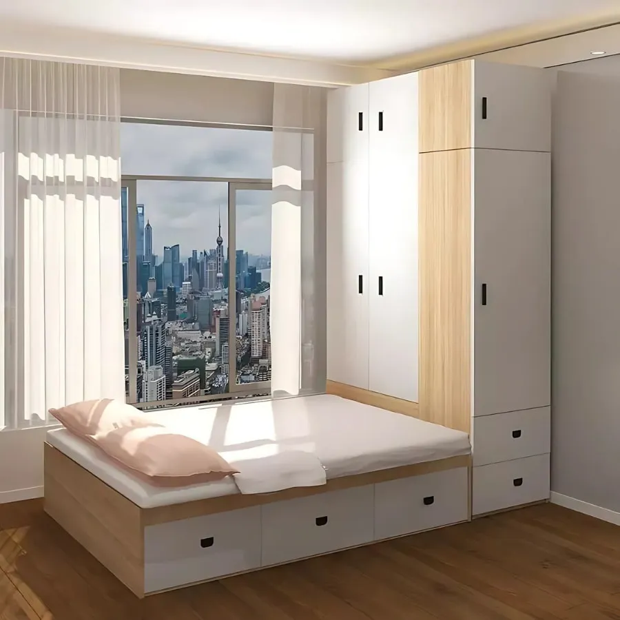 Hệ tủ nhựa liền giường và bàn học thông minh cho bé