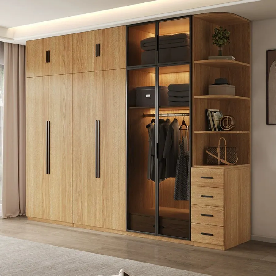 Tủ quần áo gỗ công nghiệp màu vàng vân gỗ đẹp