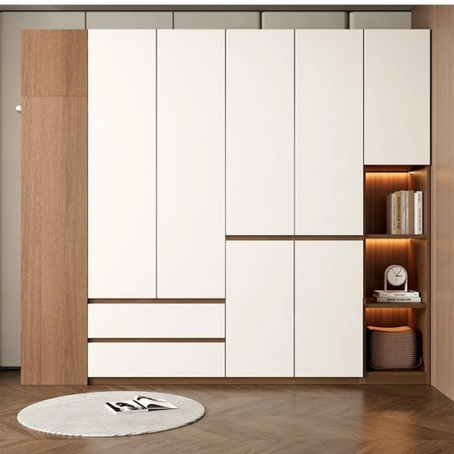 Tủ nhựa cao cấp Ecoplast phối màu vân gỗ và trắng sang trọng