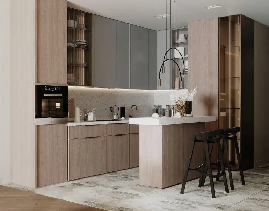 Tủ bếp có quầy bar